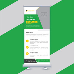 Modern cleaning service business roll banner template