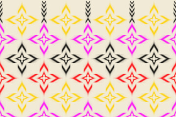 Ikat geometric folklore ornament with diamonds. Tribal ethnic vector texture. Seamless striped pattern in Aztec style. Folk embroidery. Indian, Scandinavian, Gypsy, Mexican, African rug.