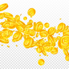 European Union Euro coins falling. Scattered gold