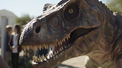 Obraz premium In this prehistoric adventure, a family travels back in time to explore the amazing world of dinosaurs and other fascinating creatures. Generated by AI.