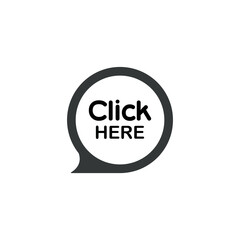 click here sign on white background	