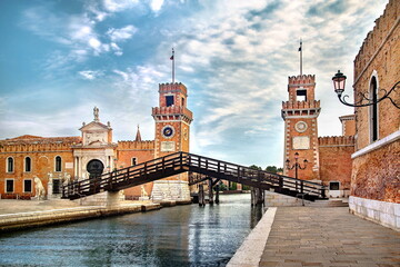 arsenal building and water channel in venice