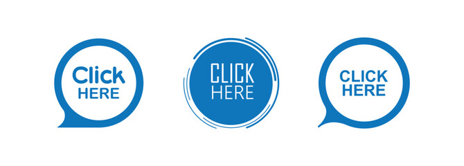 click here sign on white background	