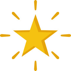 Yellow star with sparkle light rays icon PNG