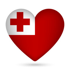 Obraz premium Tonga flag in heart shape. Vector illustration.