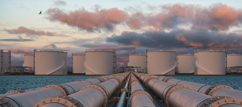 Pipelines running to fuel storage tanks