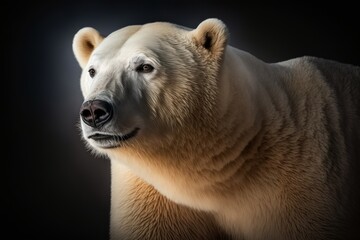 Obraz na płótnie Canvas Polar bear (Ursus maritimus) on dark background, Generative AI