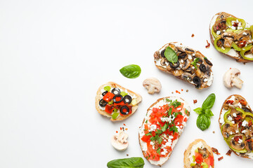 Toasts with grilled vegetables, space for text