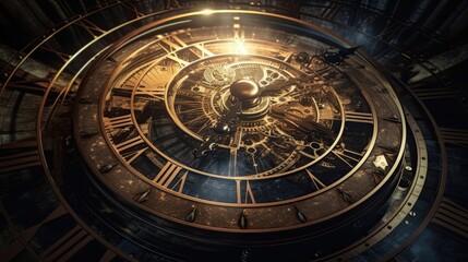 Naklejka premium In a world where time travel is possible, a young hero embarks on a journey through different eras to discover the secrets of his past and the fate of his future. Generated by AI.