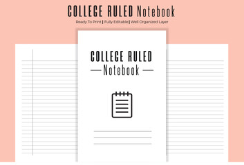 Vector college ruled notebook kdp interior