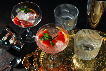 Grapefruit cocktail, alcohol or non alcoholic drink for party