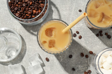 Cold drink for refreshing - ice coffee. Fresh summer drink