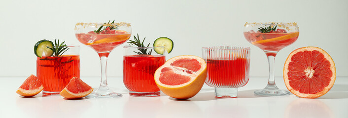 Grapefruit cocktail, alcohol or non alcoholic drink for party
