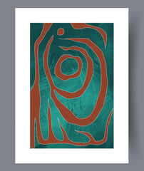 Abstract lines aesthetic boho wall art print. Wall artwork for interior design. Contemporary decorative background with boho. Printable minimal abstract lines poster.