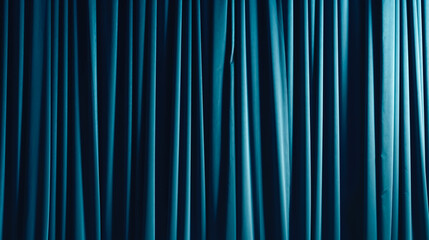 Brightly lit blue curtains for your background, generative AI.