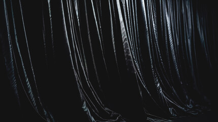 Brightly lit black curtains for your background, generative AI.