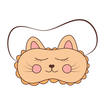 recommend clip art: Cute sleeping mask in the shape of cat. Hand drawn illustration in doodle style.