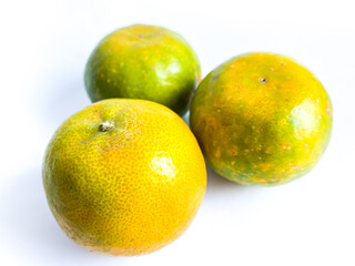 Mandarin orange fruit on the white background