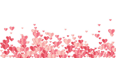 Origami pink heart shapes confetti background design. Mother's Day gift decor. Postcard background.