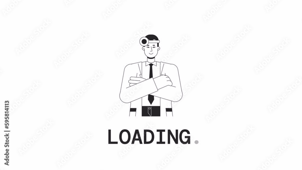 Poster qualified medic bw loader animation. professional doctor. flash message 4k video footage. isolated m