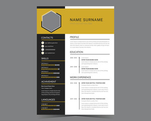 Professional CV template or modern resume and vector design.	