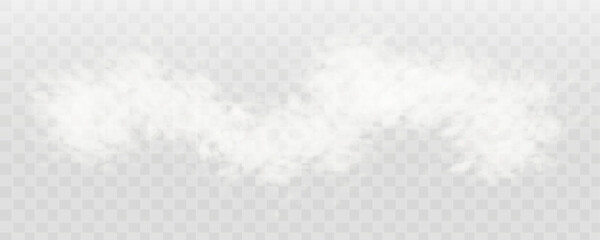 A transparent special effect is highlighted by fog or smoke. White cloud vector, snow storm. Glitter of stars through a snowy haze.