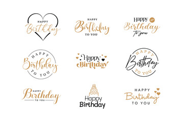 set of happy birthday Typography elements