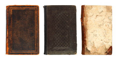 Old book on transparent background close-up