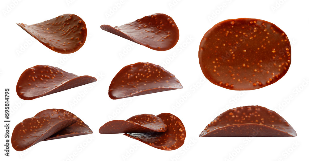 Aufkleber Set of Chocolate Chips with Nuts on transparent background 