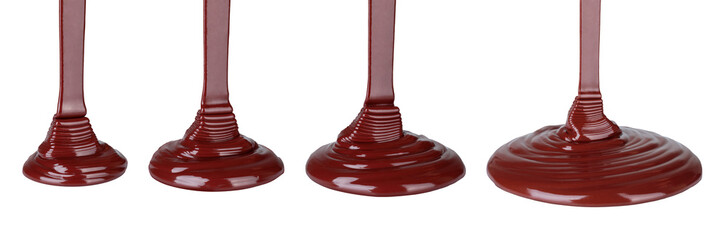 Set of Melted Chocolate Dripping in increasing progression, on transparent background