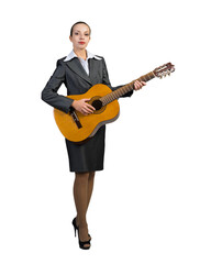 Business woman with acoustic guitar