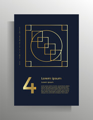 Cover in geometric style. Design template for book, booklet, brochure, poster, folder, flyer, textbook. A4 format. Vector pattern with golden lines.