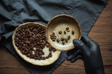 Sorting the coffee beans