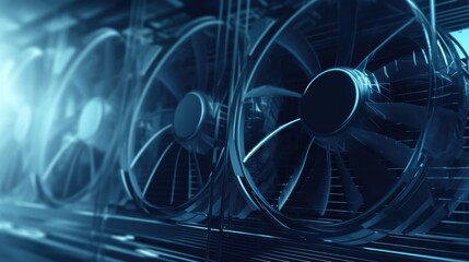 Cooling Fans Background, Copy Space, Temperature Regulation Concept, Airflow Management, Generative AI Illustration