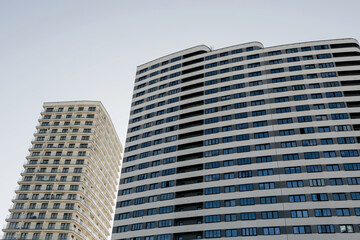 Architectural details of a modern apartment building.