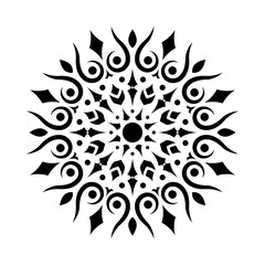 Vintage round ornament design. Circle abstract pattern with floral elements. Mandala. Circular decorative element in classic retro style. Wedding, arabesque, oriental decor. Vector illustration.