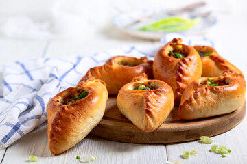 Open pies with filling (rastegay). Russian kitchen.
