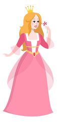Princess in pink dress. Fantasy fairytale royal character