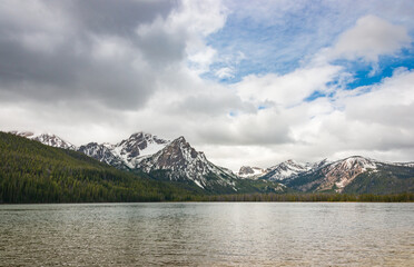 Snow Capped Mountains at The Sawtooth Mountains, Mountain range in Idaho