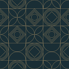 Art deco seamless pattern. Geometric background. Gold luxury vintage invitation wallpaper card design. Vector illustration