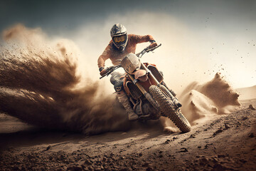 Rider on a ktm bike in the desert. Neural network AI generated art
