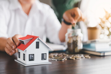 Saving investment home with loan finance money business concept. Investment banking finance for...