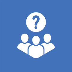 white team icon with question mark like questionnaire. concept of query human resources information and support or inspection.