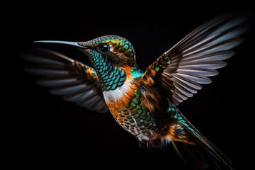 Hummingbird in flight. generative AI 