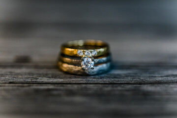 Wedding bands in silver and gold