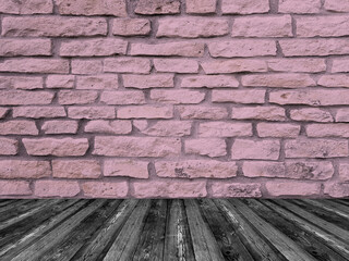 Old violet stone brick wall interior background.