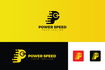 Power Speed Logo Design Vector, Yellow Graphic Design