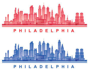 Philadelphia, Pennsylvania skyline. Detailed vector silhouette