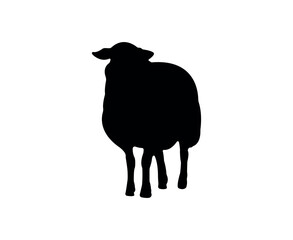 Vector flat sheep silhouette isolated on white background