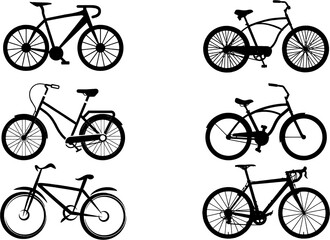 Set and collection of multiple style Bicycle on white background. World Bicycle day, June 5. Healthy and environment friendly transportation idea. 